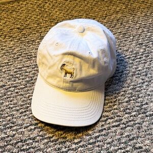 Kids White Baseball Cap with Embroidered Goat